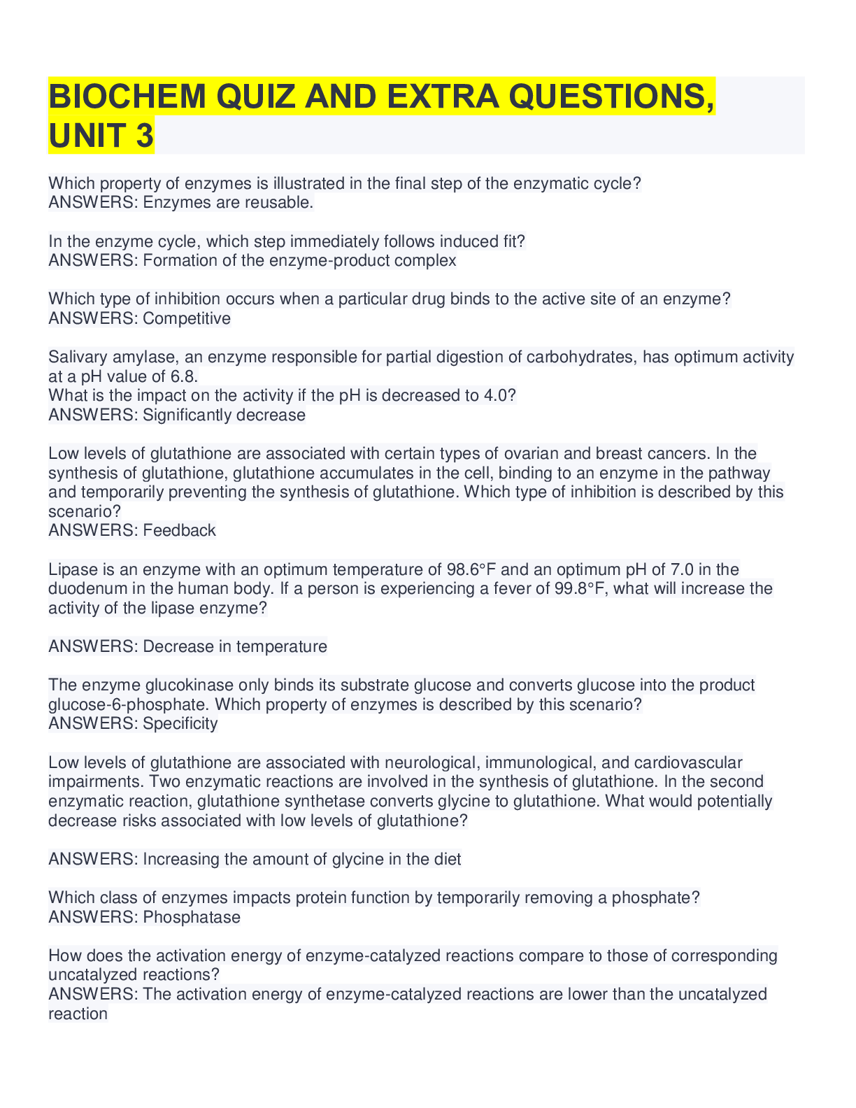 Preview image for BIOCHEM QUIZ AND EXTRA QUESTIONS,  UNIT 3